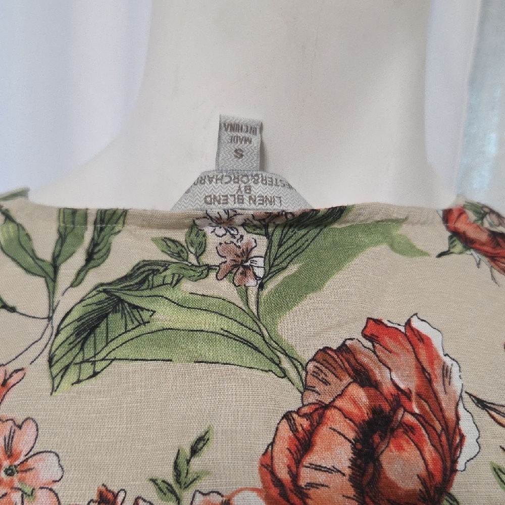 Hester & Orchard Floral Beige Women's Blusa Small Size - Picture 5 of 7